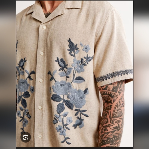 Abercrombie & Fitch Other - Abercrombie & Fitch Linen Blend Embroidered Button Up Shirt